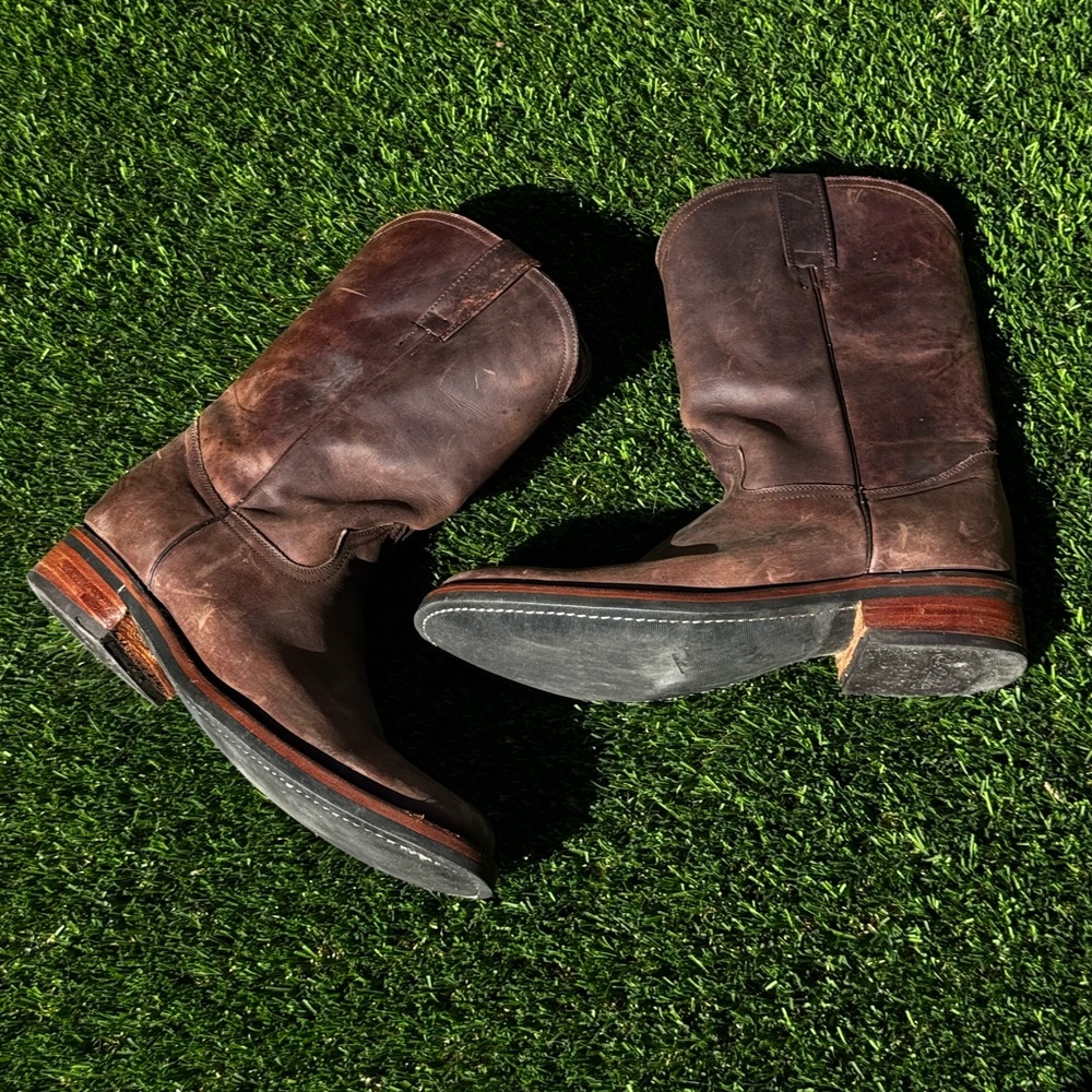 Brown leather cowboy boots men’s 10.5
